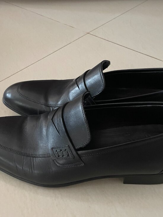 Vella Pais Blk Leather Loafers M 10.5